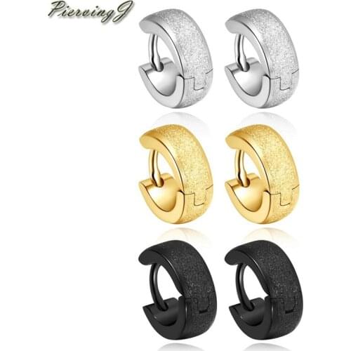 PiercingJ 3 Pairs Stainless Steel Matte Small Hoop Huggie Hinged Earrings Ear Piercings Mens Womens Hypoallergenic Earrings