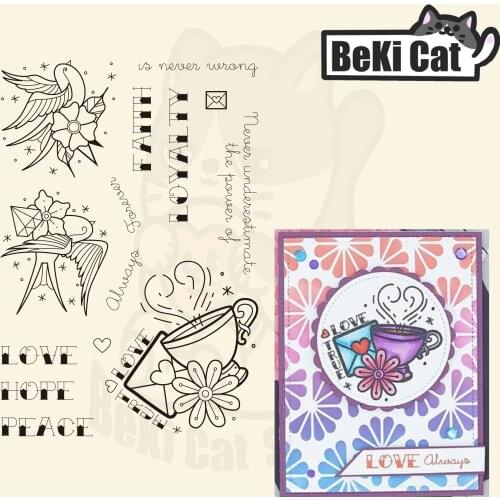 Cup letter bird friendships Clear Stamps for DIY Scrapbooking/Card Making Fun Decoration Supplies