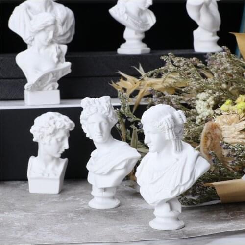 Greek Mythology Figurine David Head Portraits Bust Mini Gypsum Statue Drawing Practice Crafts Plaster Sculpture Decoration