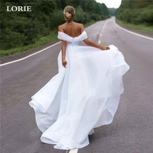LORIE Princess Wedding Dress 2021 A Line Sweetheart Neck Organza Bridal Gowns Off The Shoulder Boho Wedding Gown Plus Size
