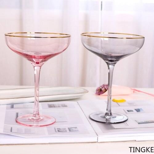 Nordic style tall Phnom Penh cocktail glass pink gray creative bar KTV party cocktail glass ice cream glass wine set