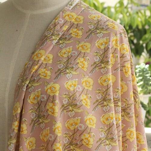 High quality cotton tissu Yellow floral print patchwork DIY handmade shirt dress material