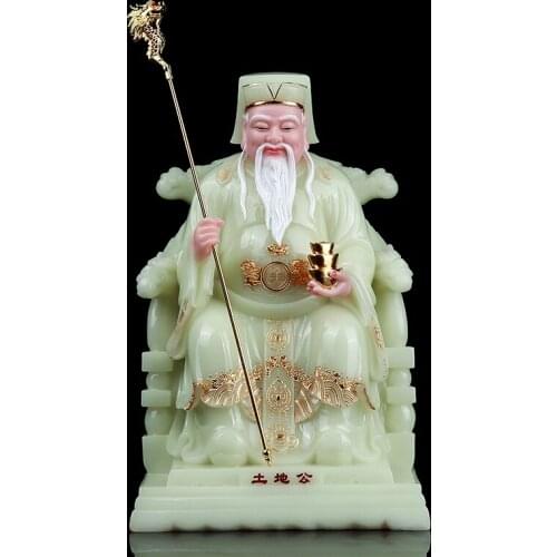 High-grade gilding jade BUDDHA figure HOME shop Prosperity protection God of wealth CAI SHEN YE TU DI GONG FENG SHUI statue