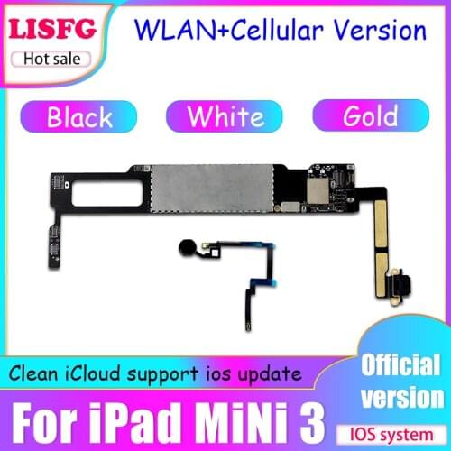 WLAN+Cellular Version for iPad mini 3 motherboard 16gb 32g logic board for iPad mini 3 mainboard 128gb clean iCloud iOS Unlocked