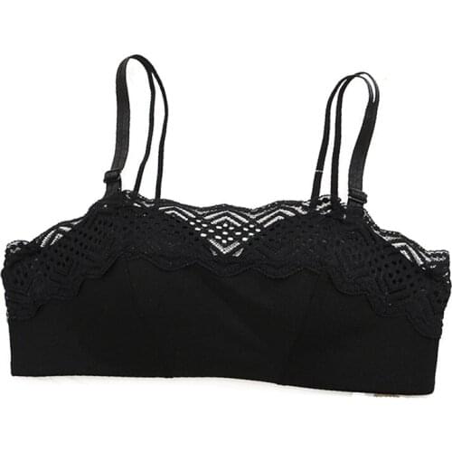 Sexy Bras for Women Push up Adjustable Straps 3/4 Cup Cross Back Wireless Bra for Young Girl French Style Lace bandeau top