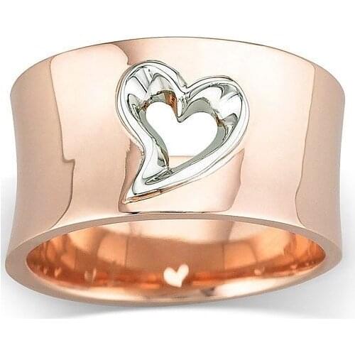 Rose Gold Love Heart Band Ring for Women Valentines Day Gift Fashion Jewelry Wedding Engagement Ring 2019 New