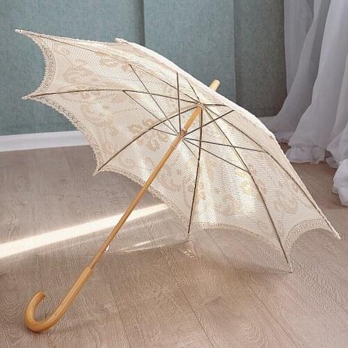 Beautiful Vintage Princess Elegant Umbrella Long Umbrella Garden Patio Lace Luxury Sunny Women Gift Paraplu Rain Gear EH50UM