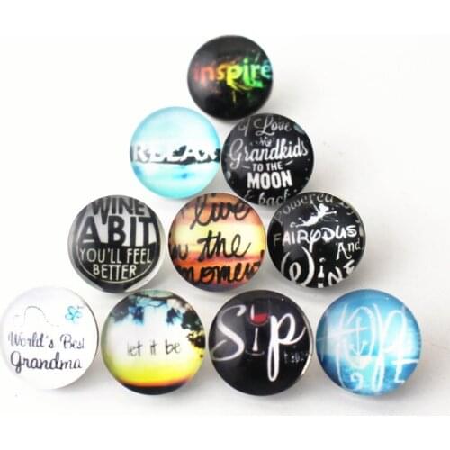 20pcs/lot Inspire Letter Replaceable Printing Glass Snap Buttons Fit 18mm/20mm DIY Snap Bracelet & Bangles Jewelry Making
