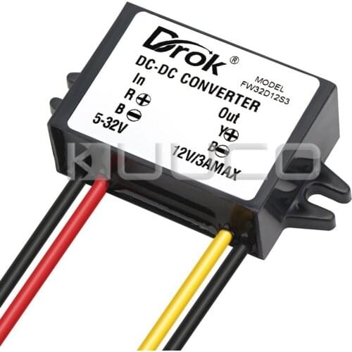 36W Adapter DC 5V~32V 12V 24V to 12V 3A Buck Boost Voltage Regulator Power Supply Module DC 12V Power Converter/Driver
