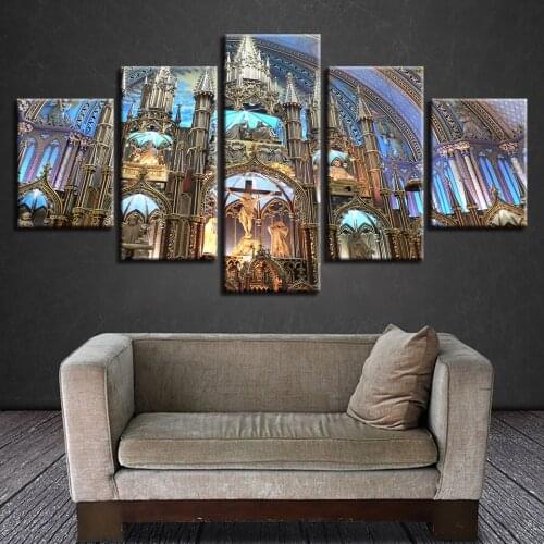 5 piece diamond embroidery Montreal Notre Dame Basilica 5 d diamond painting full drill crystal Religious church mosaic cross
