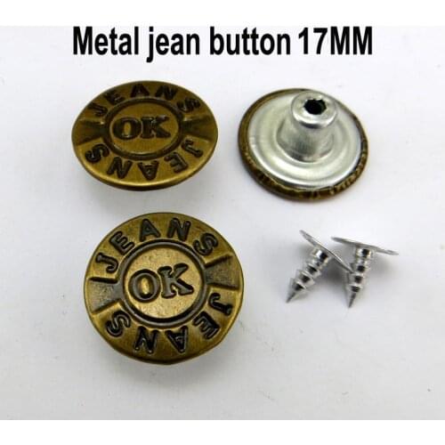 50PCS 17MM Metal Word Jeans Wear OK Button Decoration Jean Garment Letter Buttons Sewing Clothes Accessory JMB-359