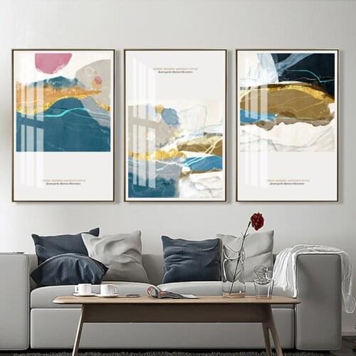 Abstract Mountain Peak Pictures Home Decor Wall Art Canvas Paintings Golden Marble Art Scenery Posters and Prints for Bedroom