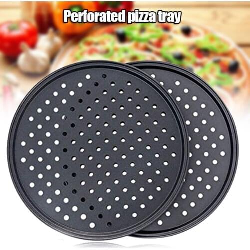 26/28/32CM Carbon Steel Non-stick Pizza Baking Pan Mesh Tray Plate Round Deep Dish Pizza Pan Tray Mould Bakeware Baking Tool NEW