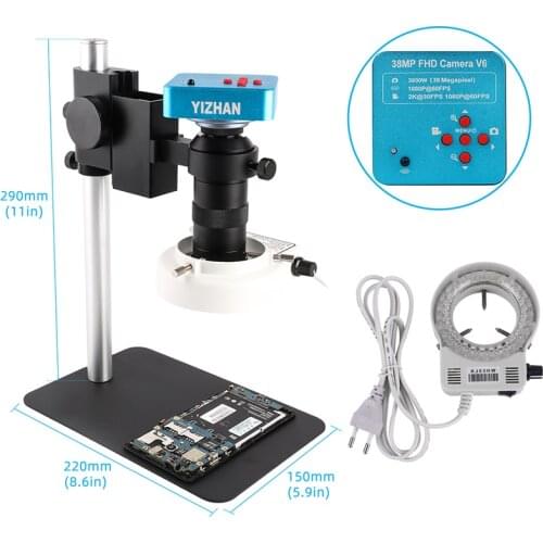 38MP HDMI Digital Electronic Video Microscope HDMI-compatible Camera 130X Lens& LED Ring Light For Phone Repair HD 13MP VGA HDMI