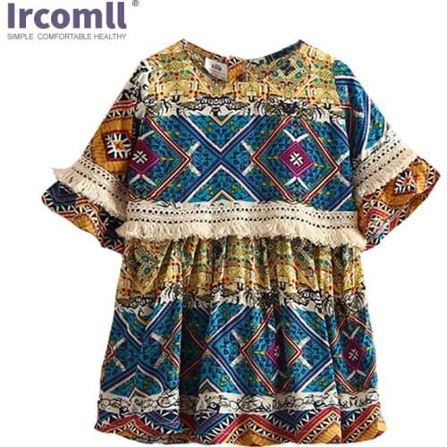Ircomll Toddler Girls Summer Clothing Bohemian Tassel Mini Short O-neck Baby Girl Summer Dress For Kids Brand Clothes BKTZ0039