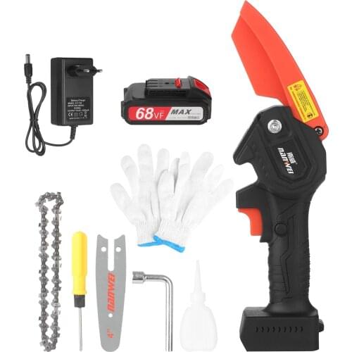 21V Mini Cordless Chainsaw Electric Brushless Pruning Saw 2.0A Li-ion Battery Powered Tree Branch Pruner Pruning Chain Saw