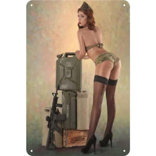 Sexy Pin Up Girl Tin Sign Vintage Plaque Decor Bikini Model Metal Signs Vintage Bar Decoration Metal Poster Pub Metal Plate