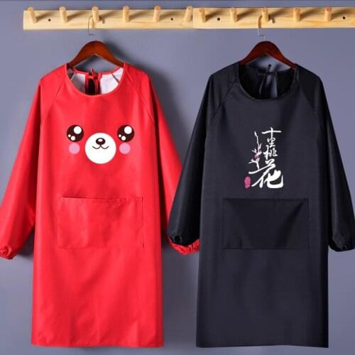 Apron Korean fashion cute simple kitchen long-sleeved smock adult vest style waistcoat female summer breathable thin section