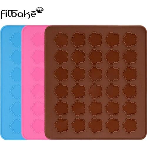 FILBAKE Silicone Oven Mat For Macaron Pad 30 Hole Flower Shaped Chocolate Mold High Temperature Mats Dessert Kitchen Baking Tool