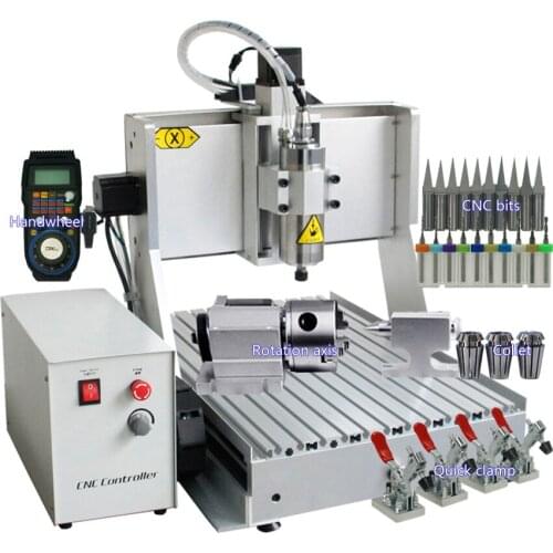 High Z-Axis 130MM CNC Router 6040 4 Axis Wood Engraving Machine USB Ball Screw Aluminum Copper Metal Milling Machine Handwheel