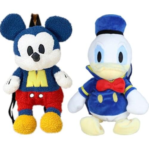 Disney Anime Plush Series 28Cm Mickey Mouse Donald Duck Kawaii Soft Plush Packbag Toy Cute Plush Doll School Bag Kids Gift