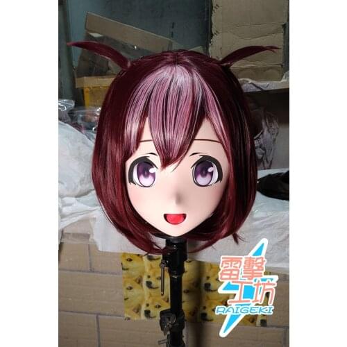 KM9187) Handmade Female Sweet Girl Resin Crossdress Outfit Cosplay Japanese Animegao Role Play Kigurumi Mask