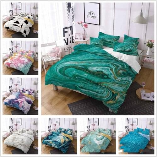 Marbling Bedding Set 2/3pcs Soft Duvet Cover Skin Friendly Double Side Quilt Cover With Pillowcase For Home Household Product
