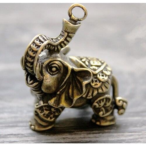 Brass Lucky Money Auspicious Elephant Ornaments Key Ring Animal Pendant Keychain Multi Tools Key Ring EDC Accessories Equipment