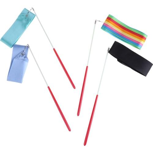 2 Meters Gym Ribbons Dance Ribbon Rhythmic Art Gymnastics Ballet Streamer Twirling Rod Rainbow Stick Training