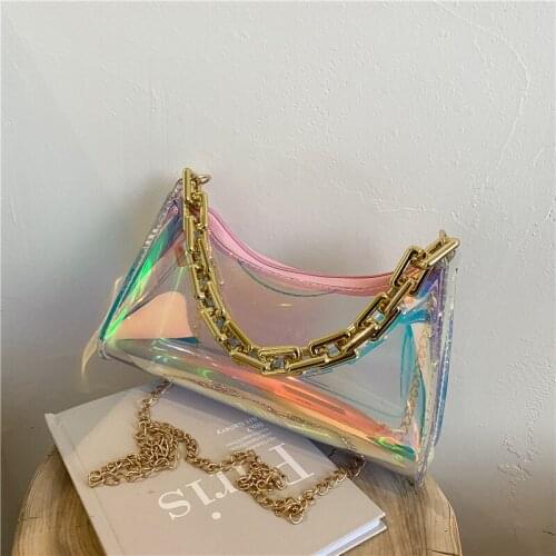 Summer Fashion Jelly Bag Women Transparent Laser Handbag Ladies Chain Bag Shoulder Bag Small Hand Bags Crossbody Bags Women