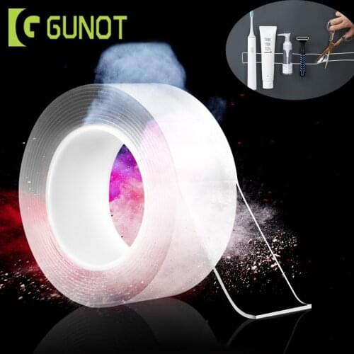 GUNOT 1M/3M New Multifunctional Double-Sided Nano Tape Washable Reusable Traceless Tape Home Portable Tool Bathroom Accessories