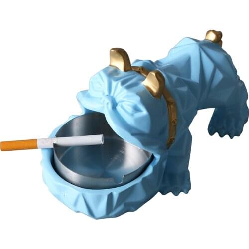 Multifunctional Geometric Bulldog Ashtray Personality Figurine Fashion Trend Animal Sculpture Home Decoration Accessories