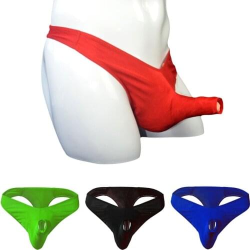 Mens sexy underwear penis bag transparent low waist open thong T pants temptation sexy sweat-absorbent temptation