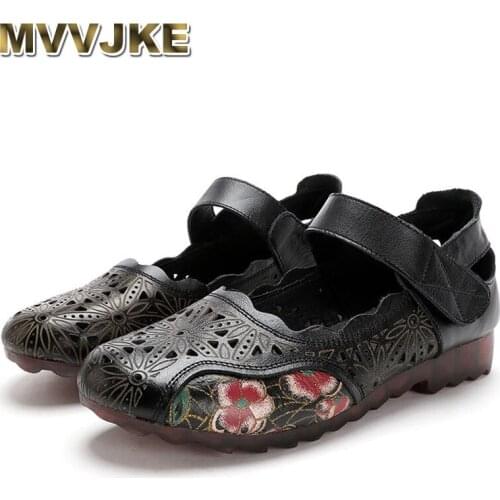 MVVJKE Genuine Leather New Fashion Handmade Comfortable Flat Bottom Round Toe Casual Retro Women Shoes Oxfords Flats For Women