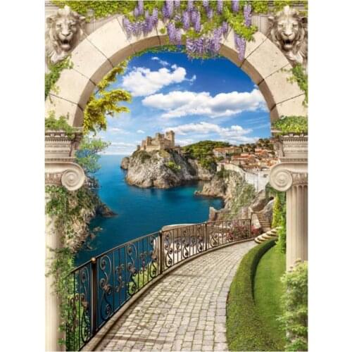 Diy Embroidery Mosaic Craft Arch Landscape Diamond Painting Kits Crystal Picture Wall Paper Rhinestone Drawing Christmas Gift