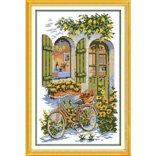 Fragrance house cross stitch kit lanscape garden 14ct 11ct count printed canvas stitching embroidery DIY handmade needlework