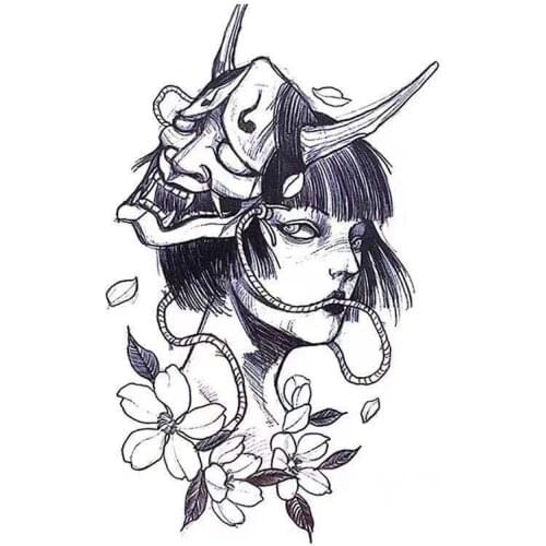 Big Size Dark Girl Fake Tatttoo Stickers For Men Women Arm Chest Temporary Tattos Waterproof Body Art Flash Decals