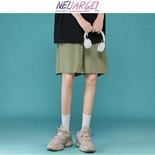 NELLARGEL Women Harajuku Sweat Baggy Shorts 2021 Summer Female Causal Fashion Y2k Shorts Girl Korean Style Kawaii Vintage Shorts