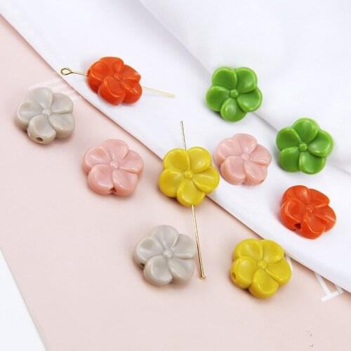 Wholesale 100pcs/lot 18mm color print cartoon flowers shape Straight hole beads diy jewelry earring/bracelet accessory