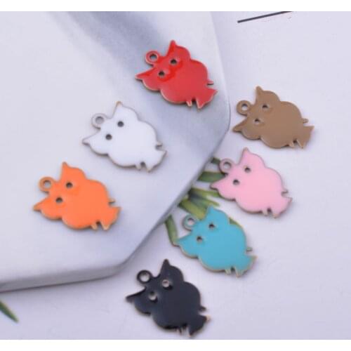 30pcs 12*16mm Cute Both Faced Enamel Owl Charms Animal Pendant for Jewelry Making and Crafting