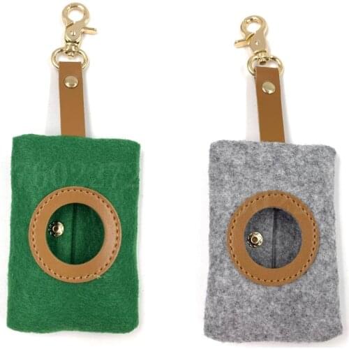Portable Outdoor Pet Dog Poop Dispenser Bag Carrier Felt Cloth Leather Cleaning Waste Garbage Storager Puppy Pick-Up Bag Holder