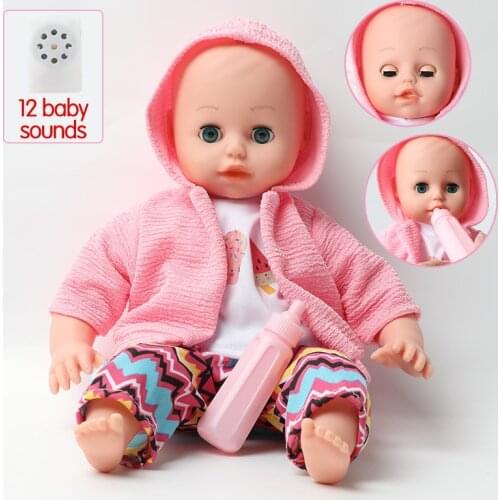 36cm lifelike Bebe reborn doll sound Fashion clothes Newborn doll 14 inch simulation Soft silicone Educational toys for girls