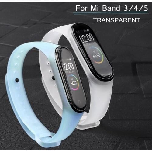 For Mi Band 5 3 4 Strap Silicone Transparent on Xiomi band5 band4 Mi5 Mi4 Mi3 Replacement Bracelet for Xiaomi Miband 3 4 5 Strap