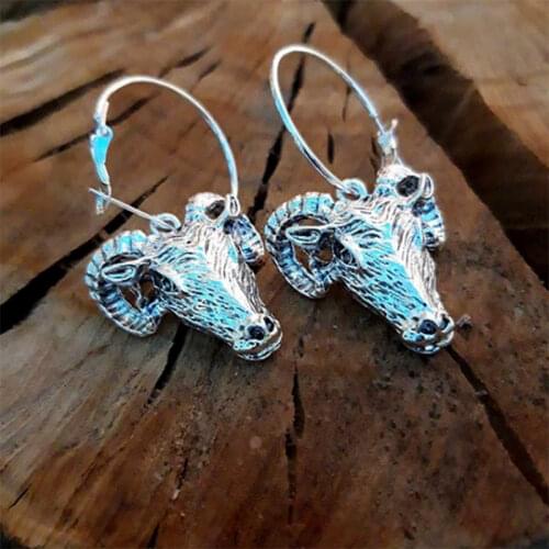 Ram Head Earrings,gothic Style Earrings,occult Jewelry,satanic Jewelry,baphomet Style