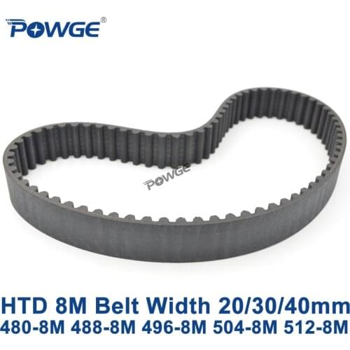 POWGE HTD 8M synchronous belt C=480/488/496/504/512 width 20/30/40mm Teeth 60 61 62 63 64 HTD8M Timing Belt 480-8M 496-8M 512-8M