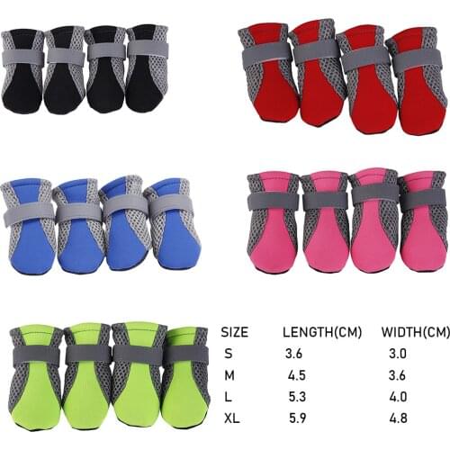 Reflective Mesh Dog Shoes Breathable Dog Cat Puppy Socks Shoes Pet Anti-Slip Rain Boots Teddy Puppy Paw Protecters For Small Dog