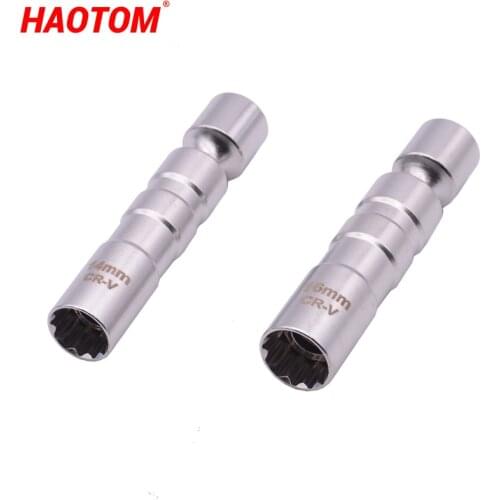 14MM/16MM Thin Wall Magnetic Swivel Spark Plug Socket 3/8 Inch Drive 12 Point Spark Plug Socket Removal Tool 360 Swivel For BMW