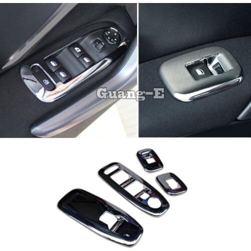 Top For Peugeot 2008 2014-2016 ABS chrome Armrest Lift Button inner door Window glass switch panel cover trim frame molding 4pcs