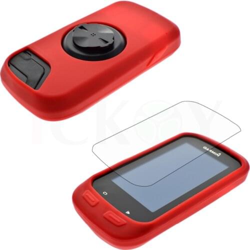 Protect Silicone Rubber Red Skin Case + LCD Screen Cover Protector For Garmin GPS Edge 1000/Edge Explore 1000