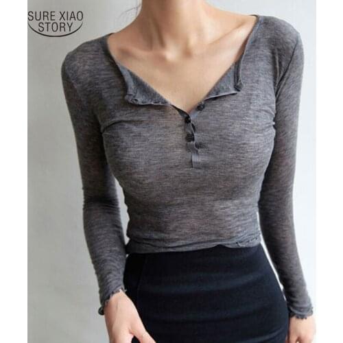 Spring Summer Fashion Female T-shirt Tops High Quality Casual Tees Shirt Long Sleeve Sexy T-Shirts Women Solid Ropa Mujer 13964